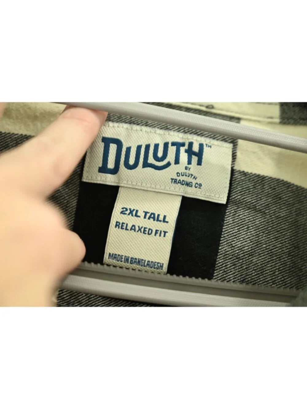 Duluth Trading Long Sleeve Buffalo Check Shirt Sz 2X Tall Cream Black Relaxed